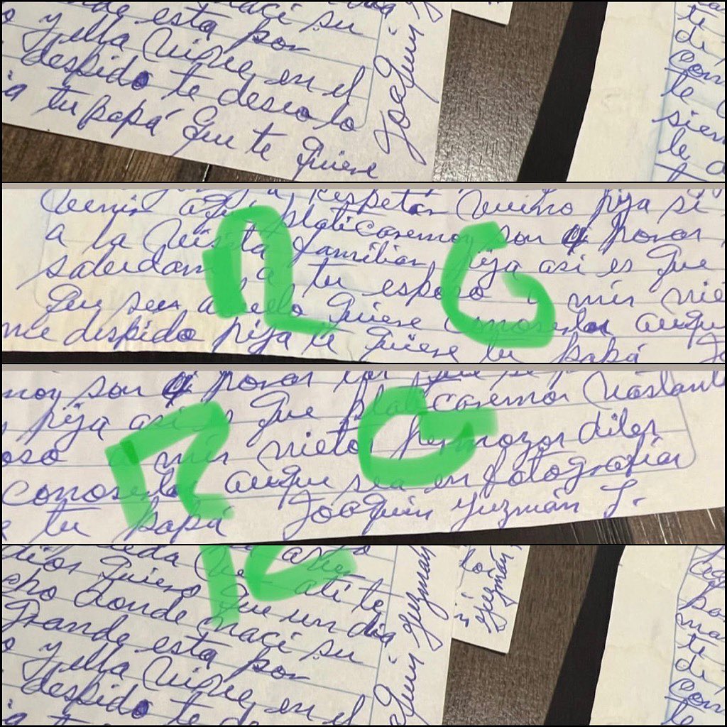 Las cartas que compartió Rosa, en las que Joaquín Guzmán siempre le ha dicho lo mucho que la aprecia (Instagram/@elgordoylaflaca)