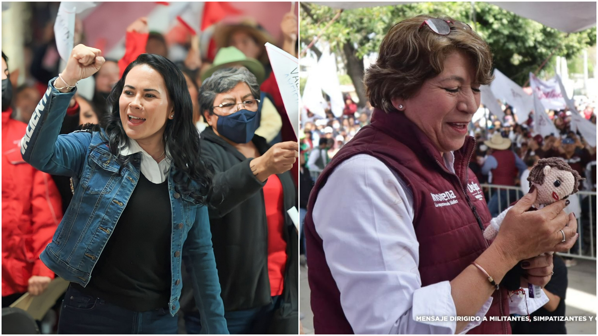 Las precandidatas escogieron Texcoco para realizar su cierre de precampaña (Twitter/@delfinagomeza/@alejandraDMV)
