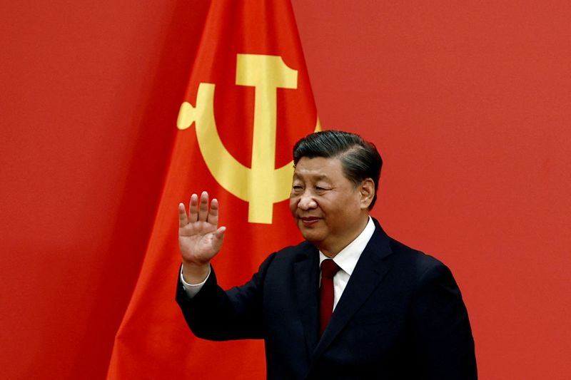 El presidente chino, Xi Jinping, tras el 20º Congreso Nacional del Partido Comunista de China, en el Gran Salón del Pueblo, Pekín, China, el 23 de octubre de 2022 (REUTERS)