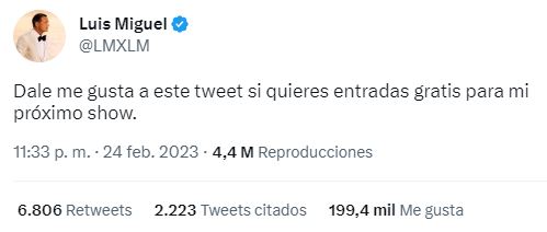 Este fue el mensaje que despertó más dudas acerca de si realmente Luis Miguel estaba usando su cuenta (Captura de pantalla)