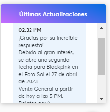 Esta es la alerta que apareció en el sitio al acceder a la fila virtual (Captura de pantalla: ticketmaster.com.mx)