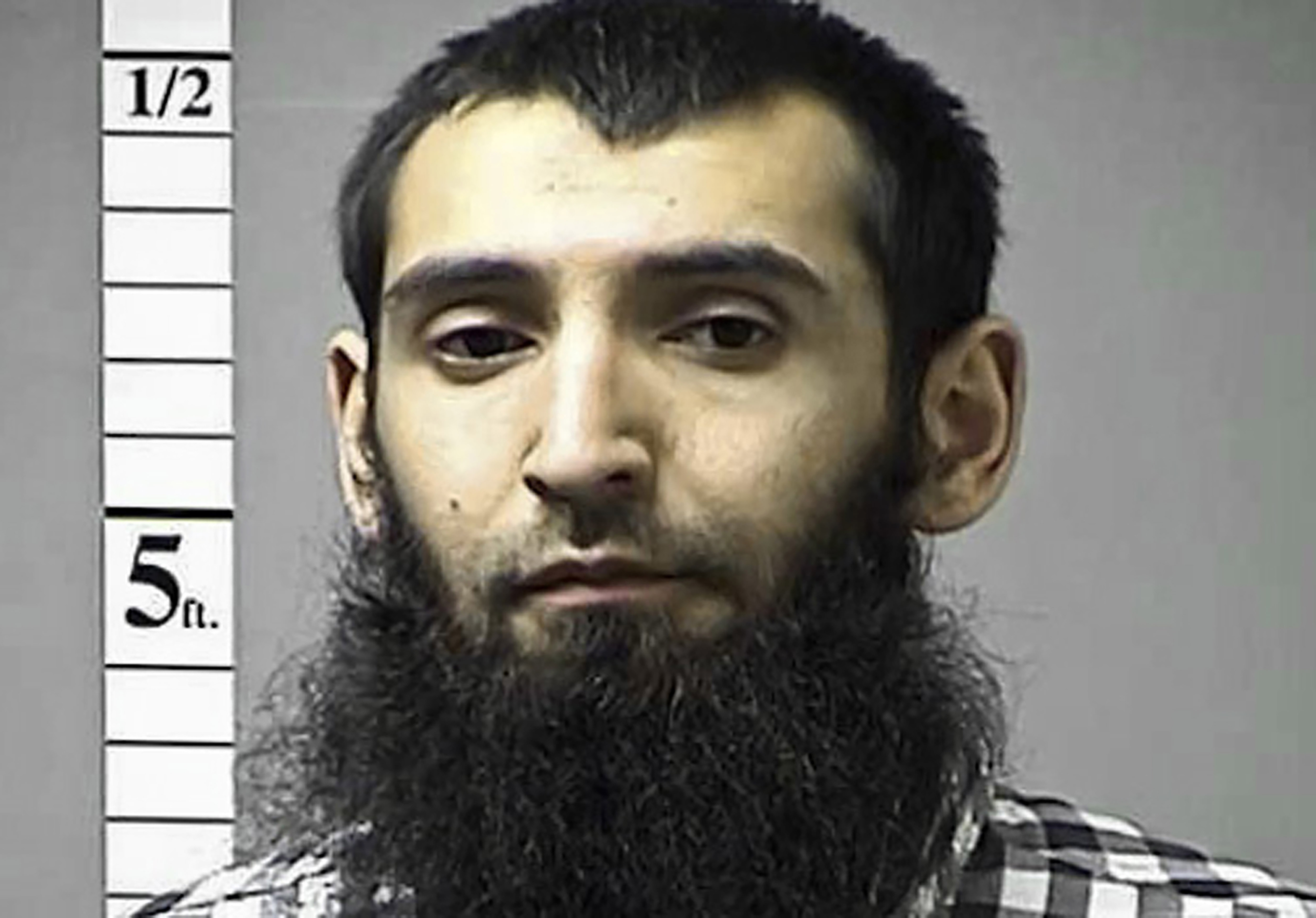 Sayfullo Saipov, el acusado por el ataque en una ciclovía de la ciudad de Nueva York ocurrido en 2017. Foto sin fecha del Departamento Correccional del condado St. Charles, Missouri. (Departamento Correccional del condado St. Charles /KMOV via AP)