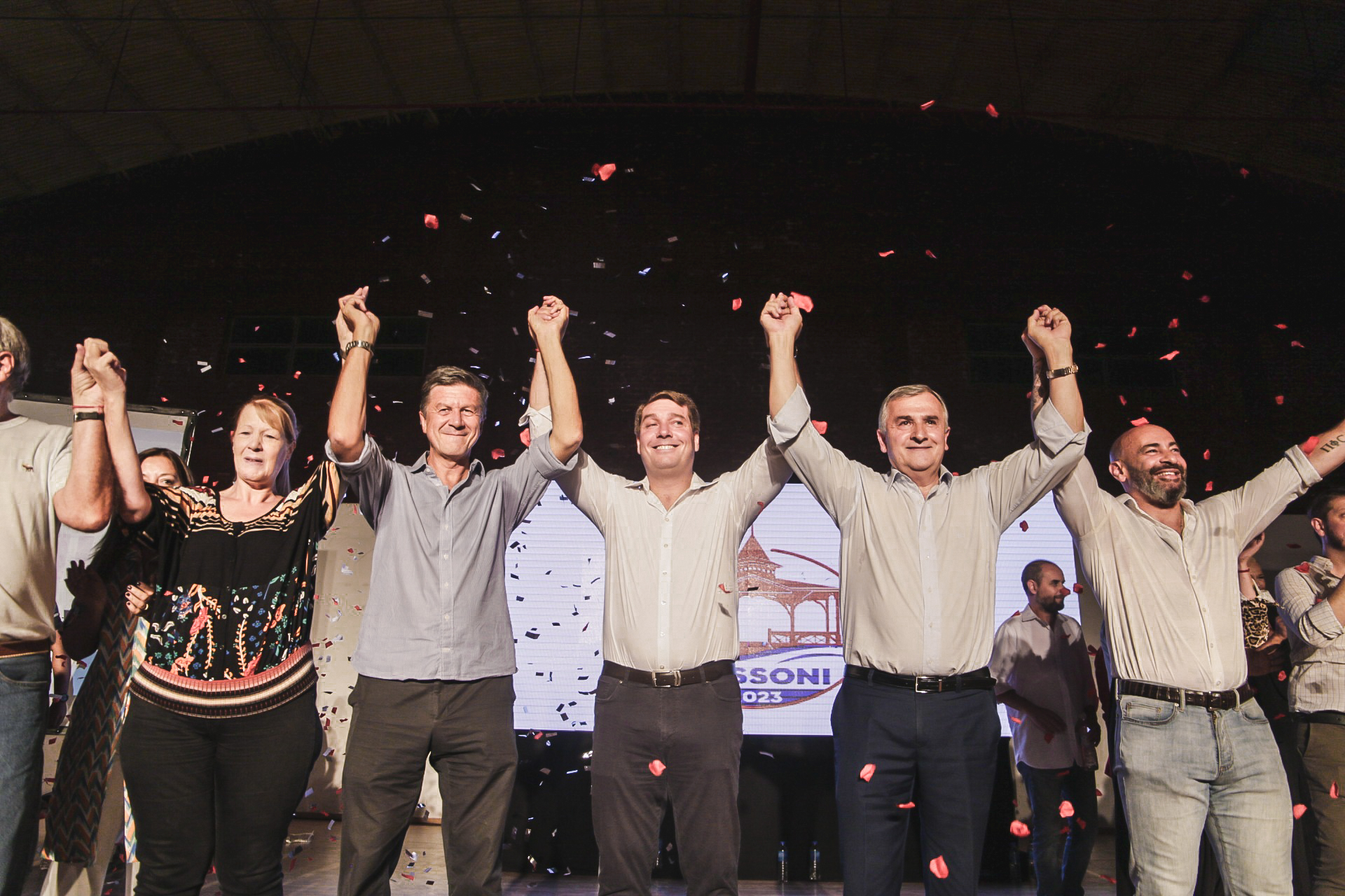 El gobernador de Jujuy y presidente de la UCR, Gerardo Morales, participó este jueves 2 de marzo del cierre de campaña de Federico Massoni, precandidato a intendente de Trelew por la lista “Elegí Trelew”