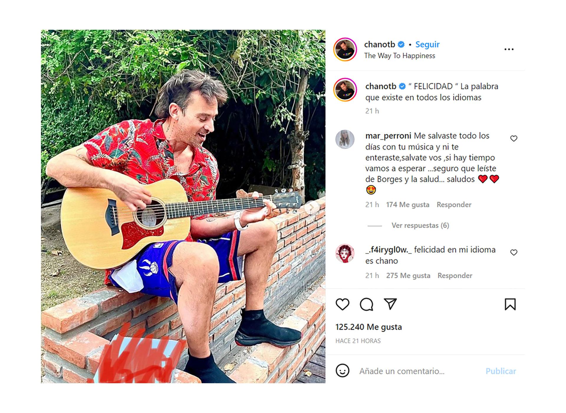 El posteo de Chano en Instagram