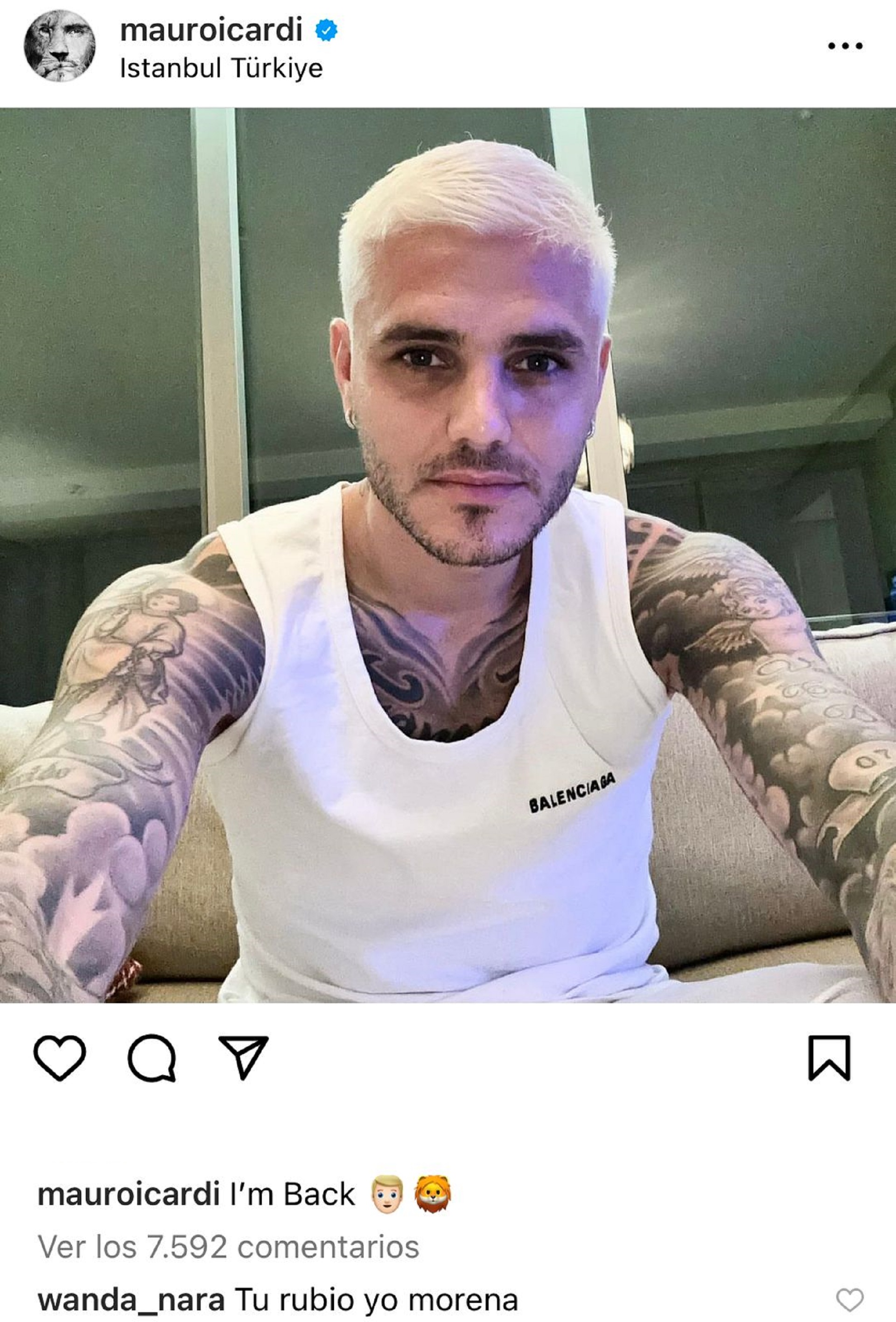 El nuevo look de Mauro Icardi y el mensaje de Wanda Nara
