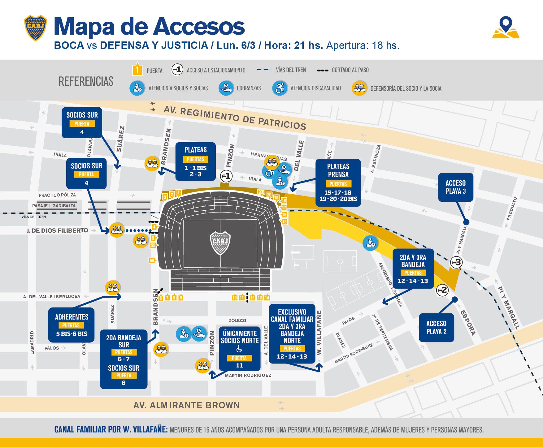 El mapa de acceso a La Bombonera