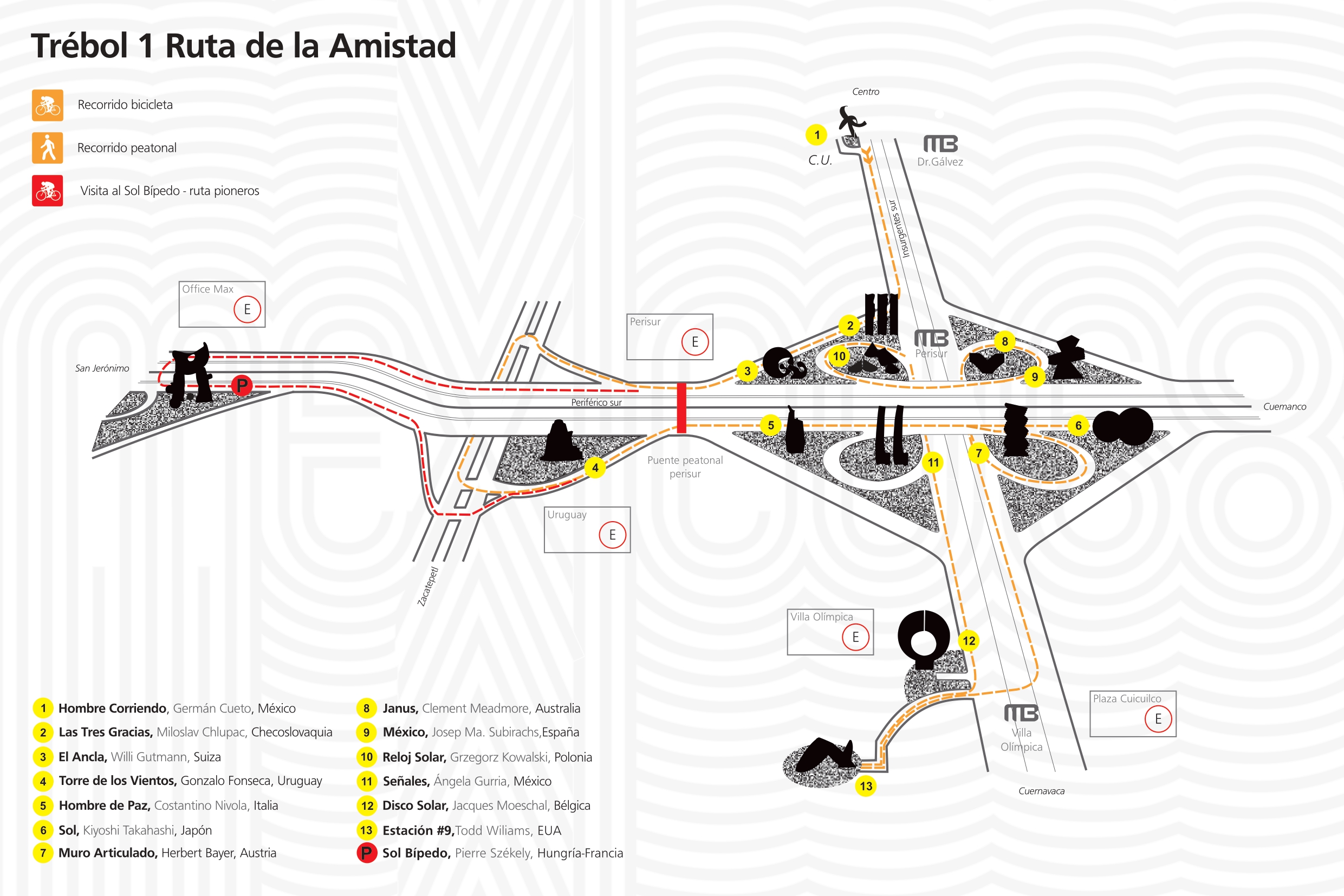 Ruta de la Amistad sobre Periférico Sur.
(Imagen: mexico68.org)