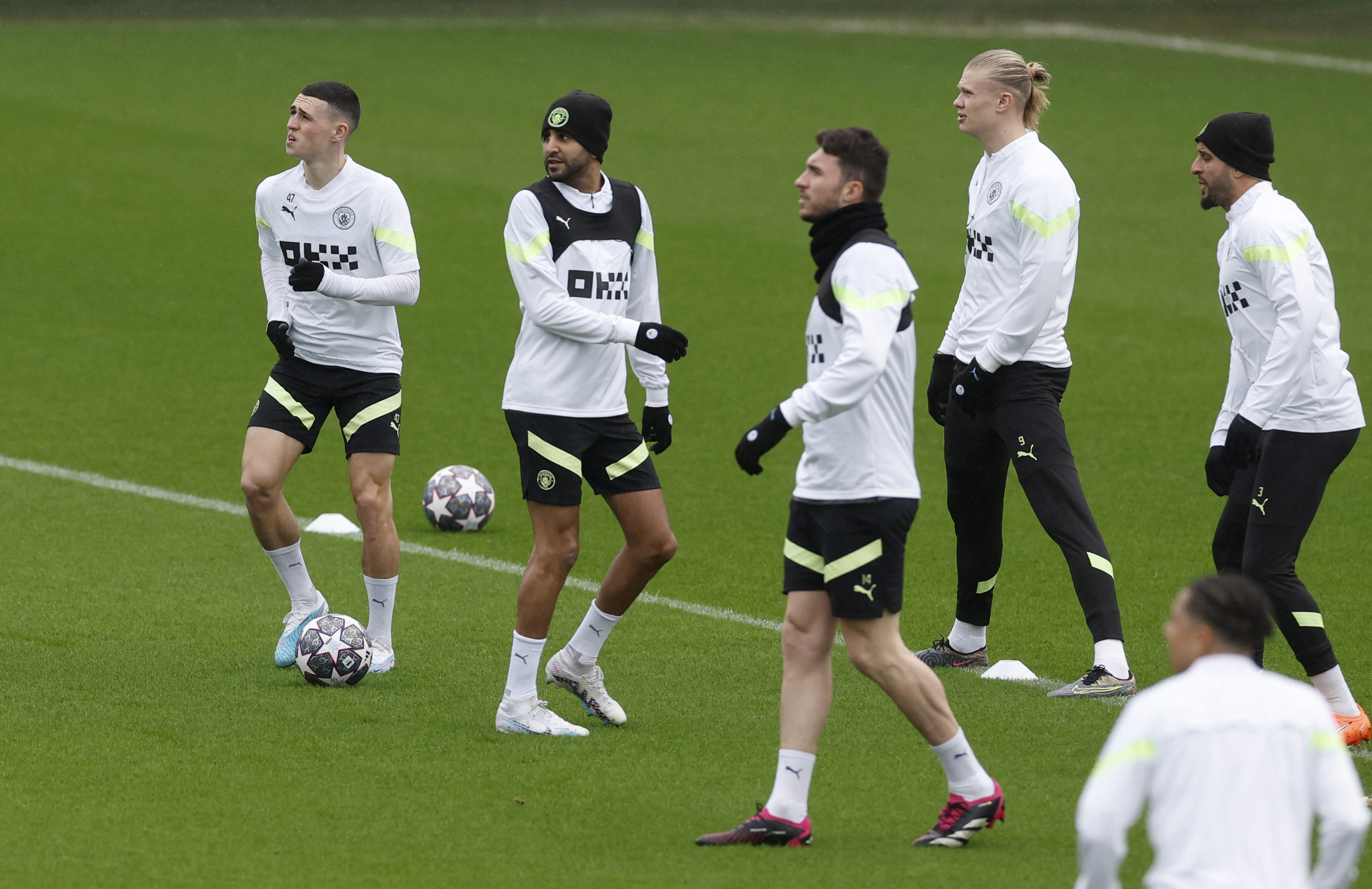 Los jugadores del Manchester City se entrenaron con vistas al partido de local ante RB Leipzig (Reuters/Jason Cairnduff)