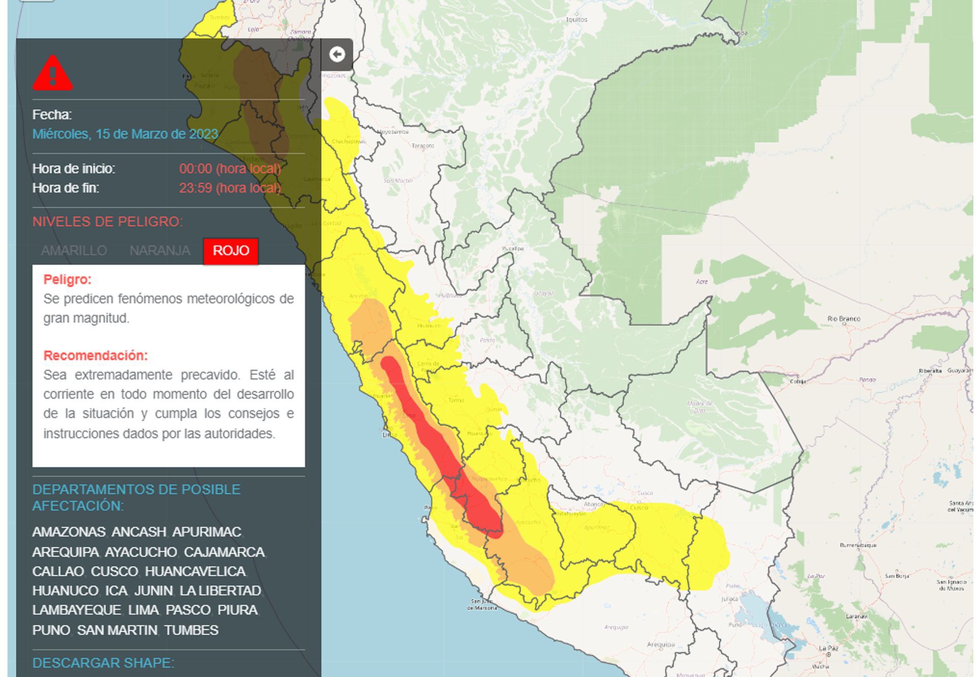 Lluvias en Perú: Senamhi advierte sobre precipitaciones