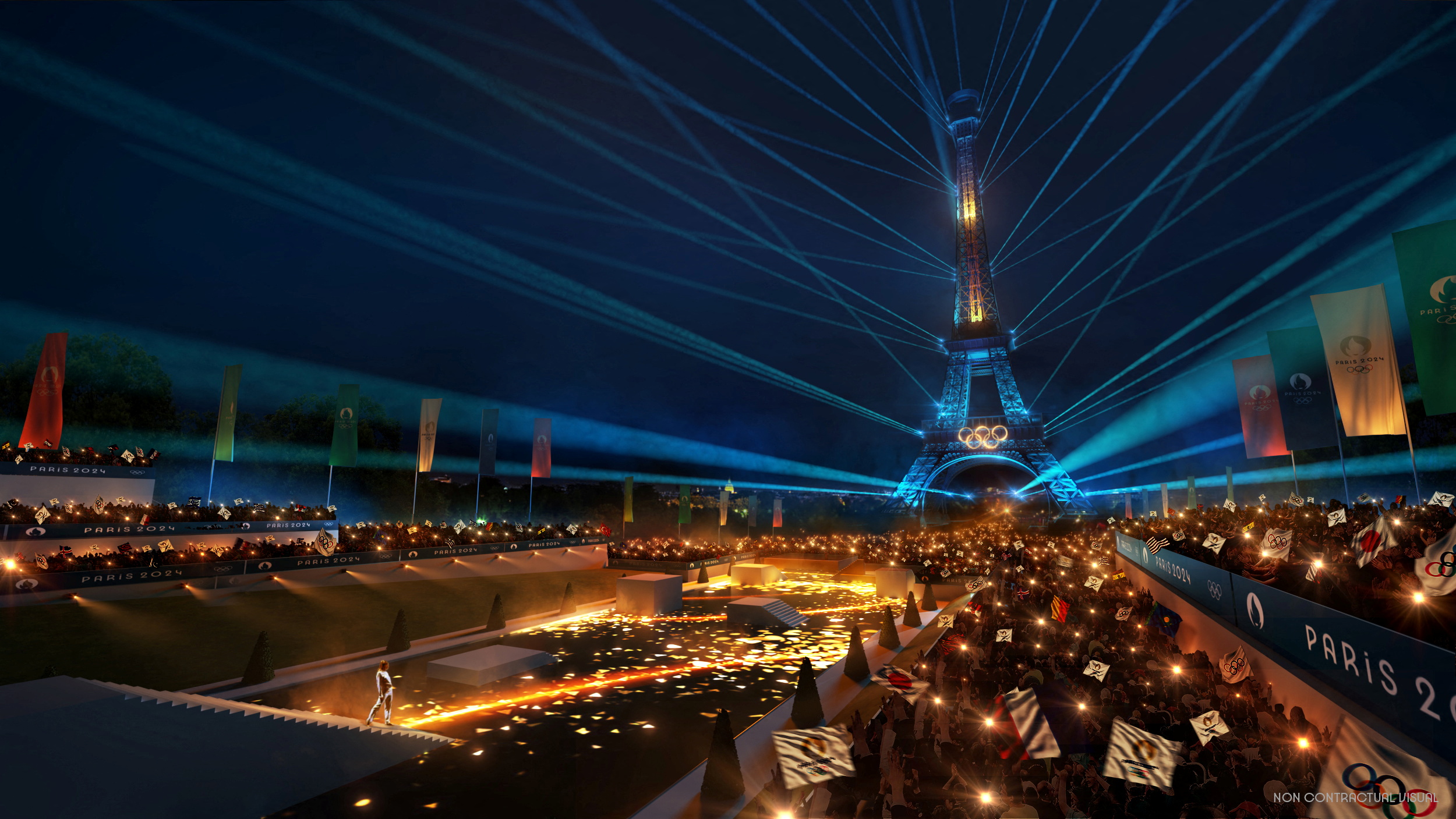 Una visualización de lo que será la ceremonia inaugural de París 2024 (Paris 2024/Florian Hulleu/Handout via REUTERS)