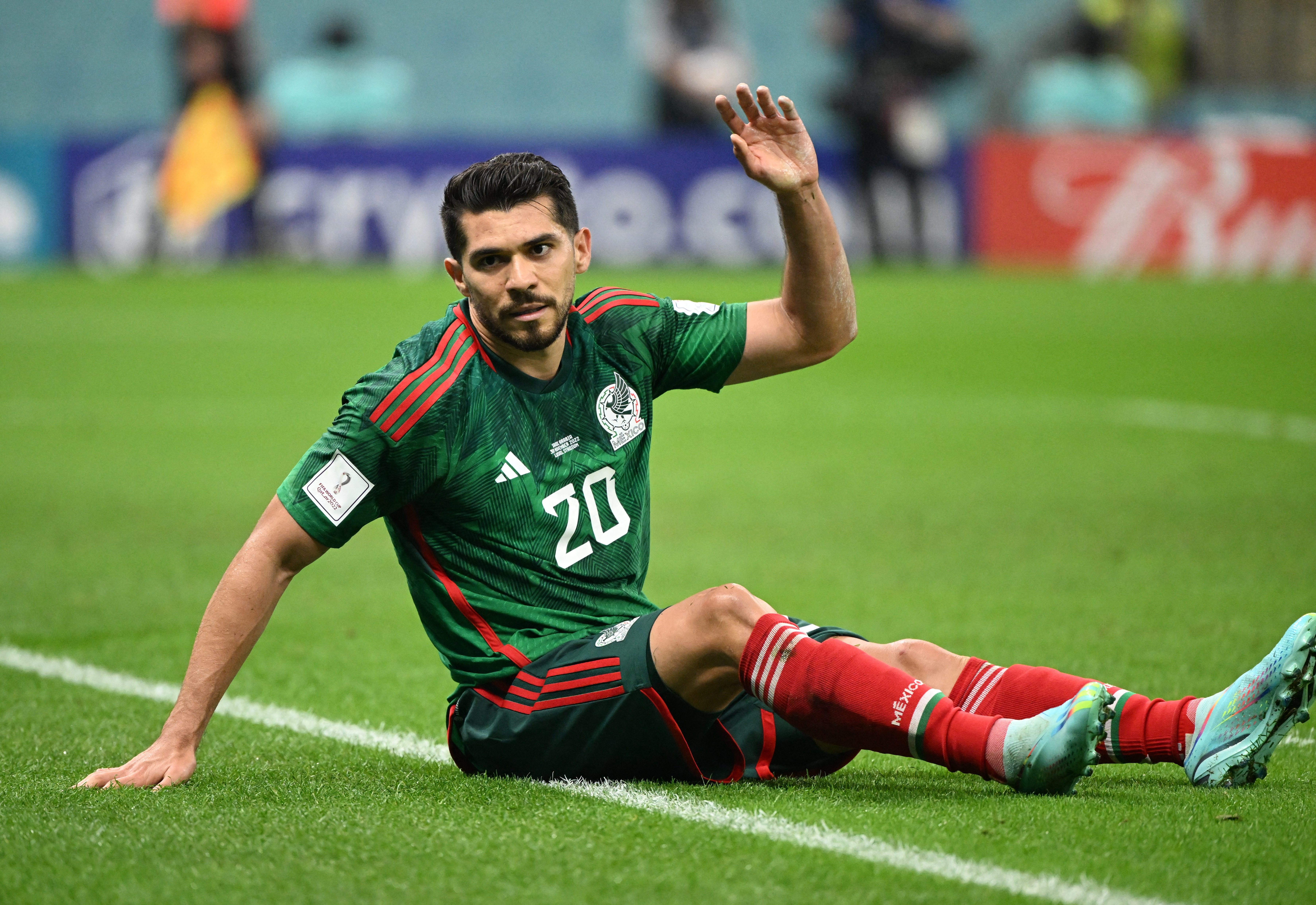 Soccer Football - FIFA World Cup Qatar 2022 - Group C - Saudi Arabia v Mexico - Lusail Stadium, Lusail, Qatar - November 30, 2022 Mexico's Henry Martin reacts REUTERS/Alberto Lingria