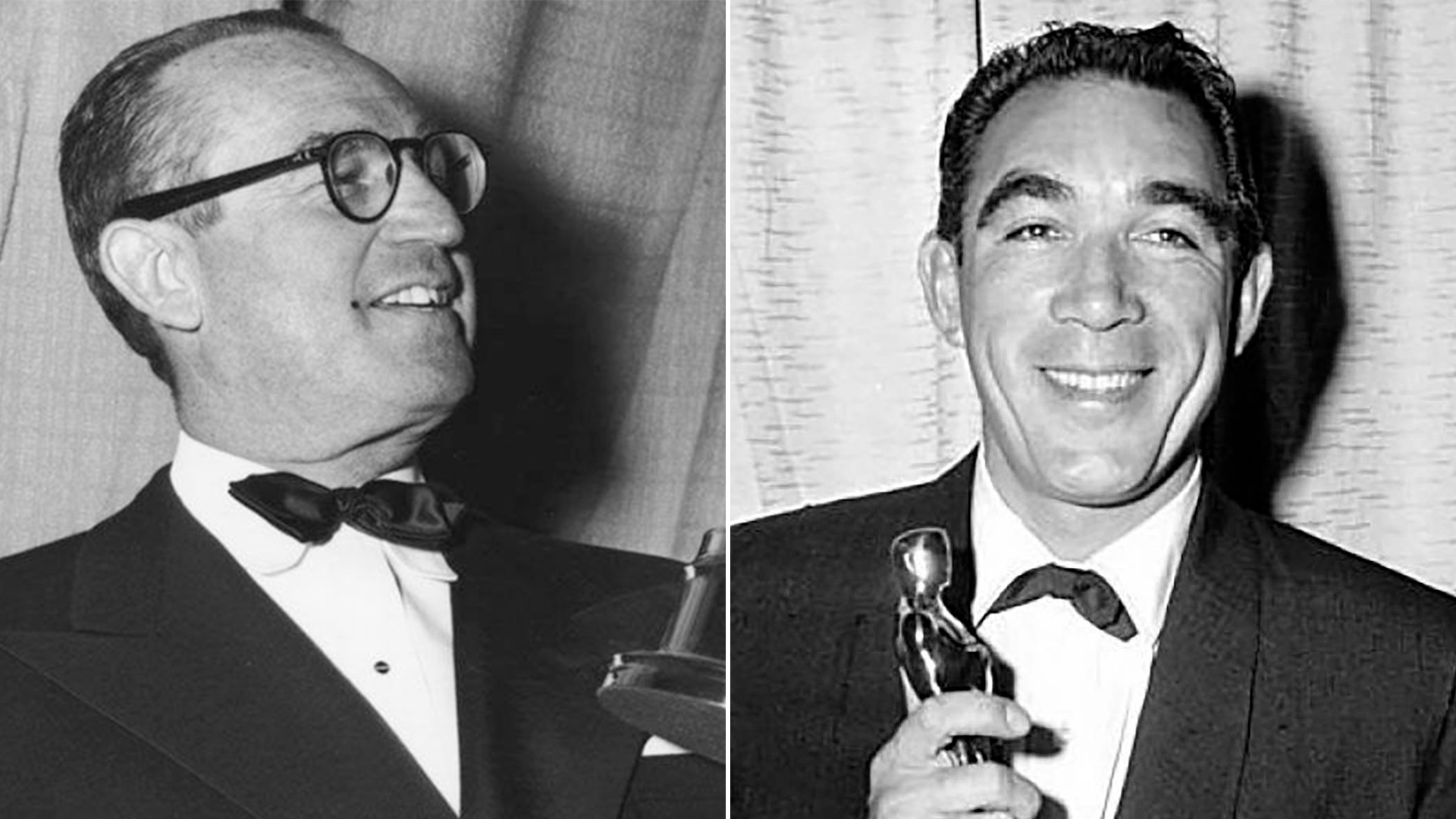 Emile Kuri (i) se convirtió en el primer mexicano en obtener un Oscar a Mejor diseño de producción y Anthony Quinn también destacó en la entrega de premios