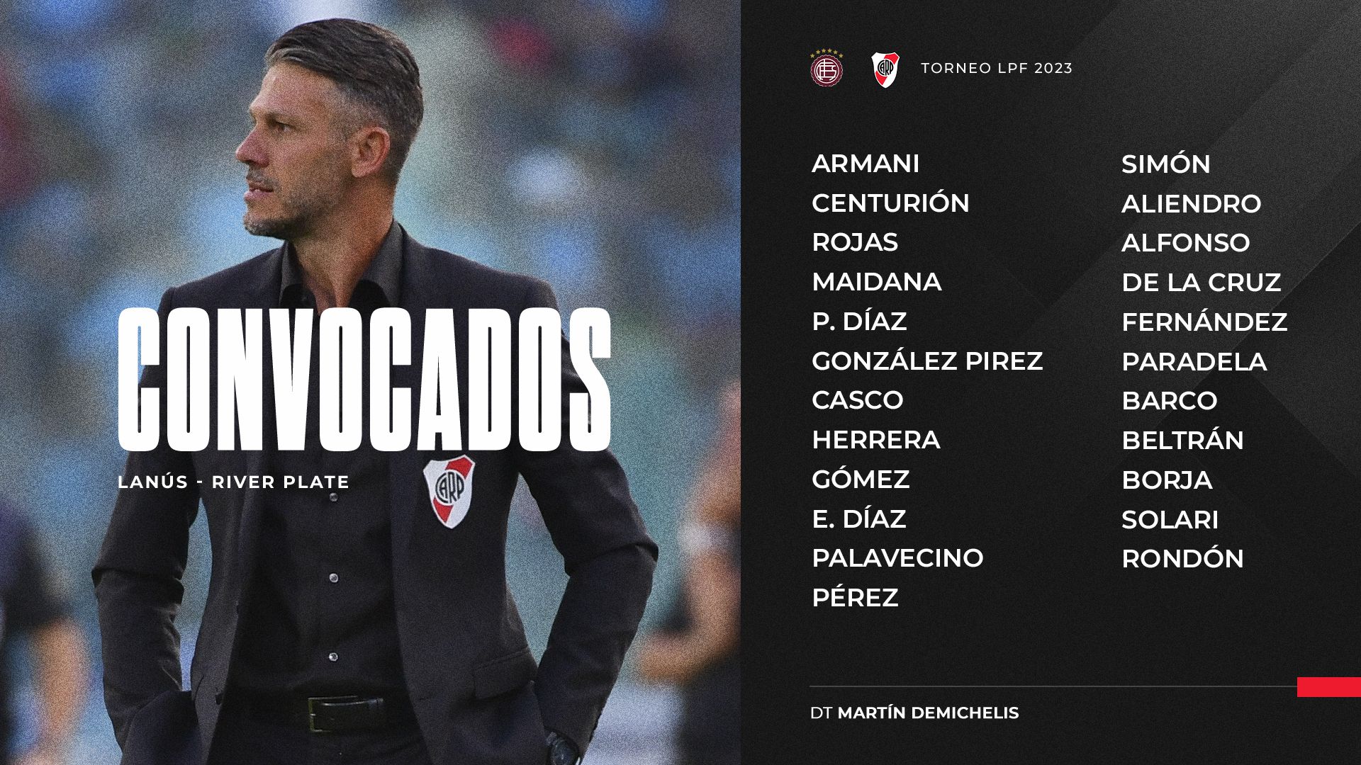 Convocados de River versus Lanús