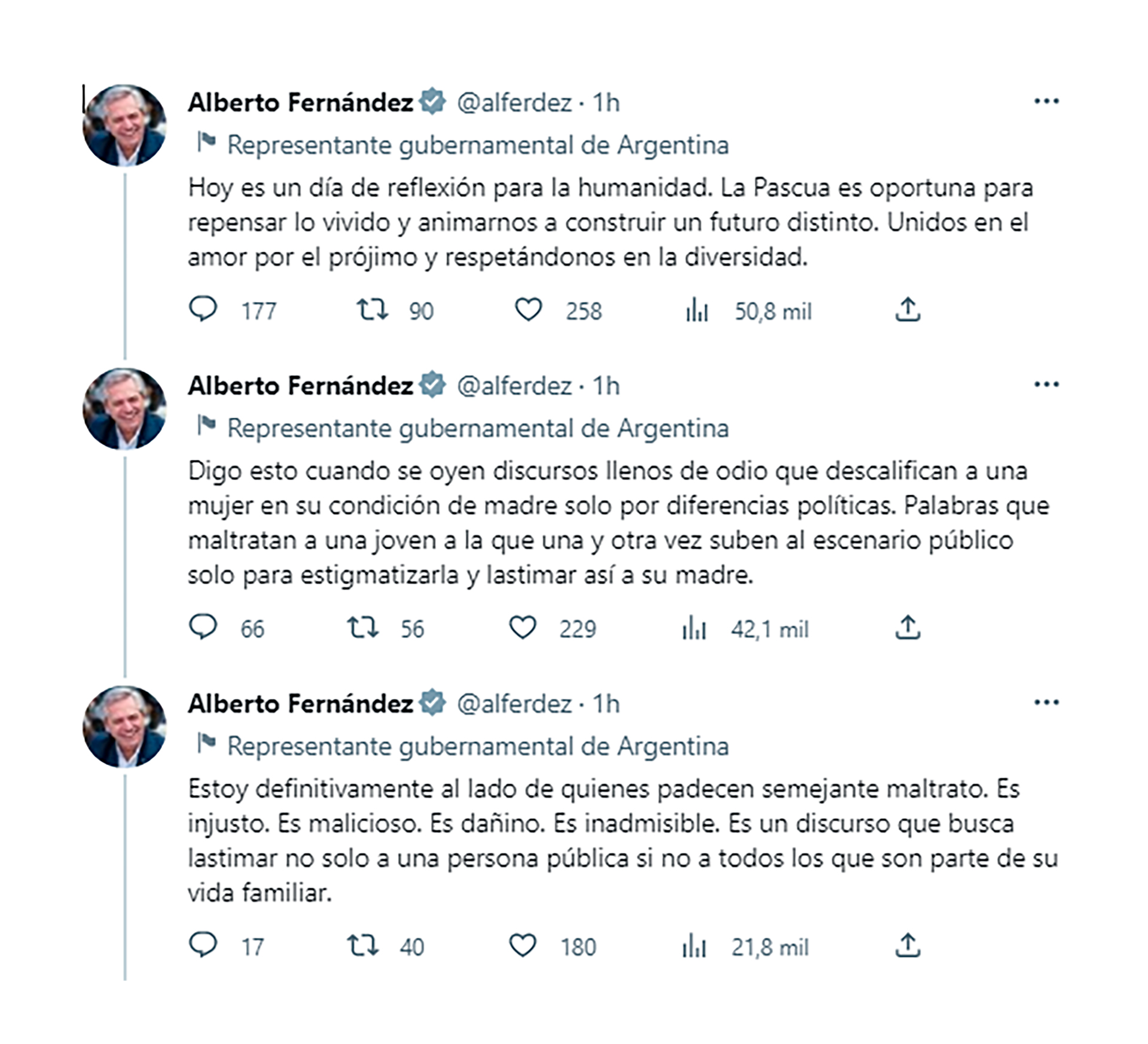 El mensaje del presidente en sus redes sociales por el día de Pascuas