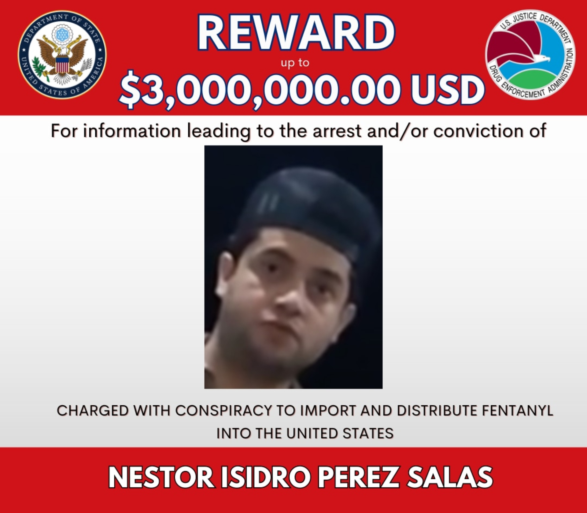 Conocido también como "Nini", "El General" o "19", Néstor Isidro Pérez Salas es requerido por la justcia estadounidense (Departamento de Estado EEUU