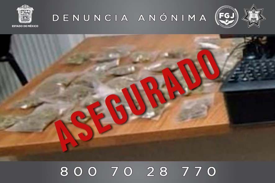 La FGJEM incautadó envoltorios de drogaen en un Call Center en el municipio de Nezahualcóyotl, Edomex (FGJEM)