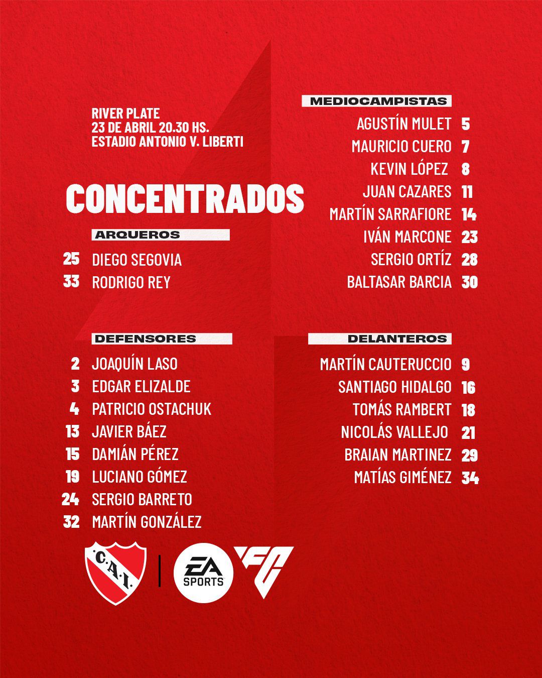 River Independiente concentrados
