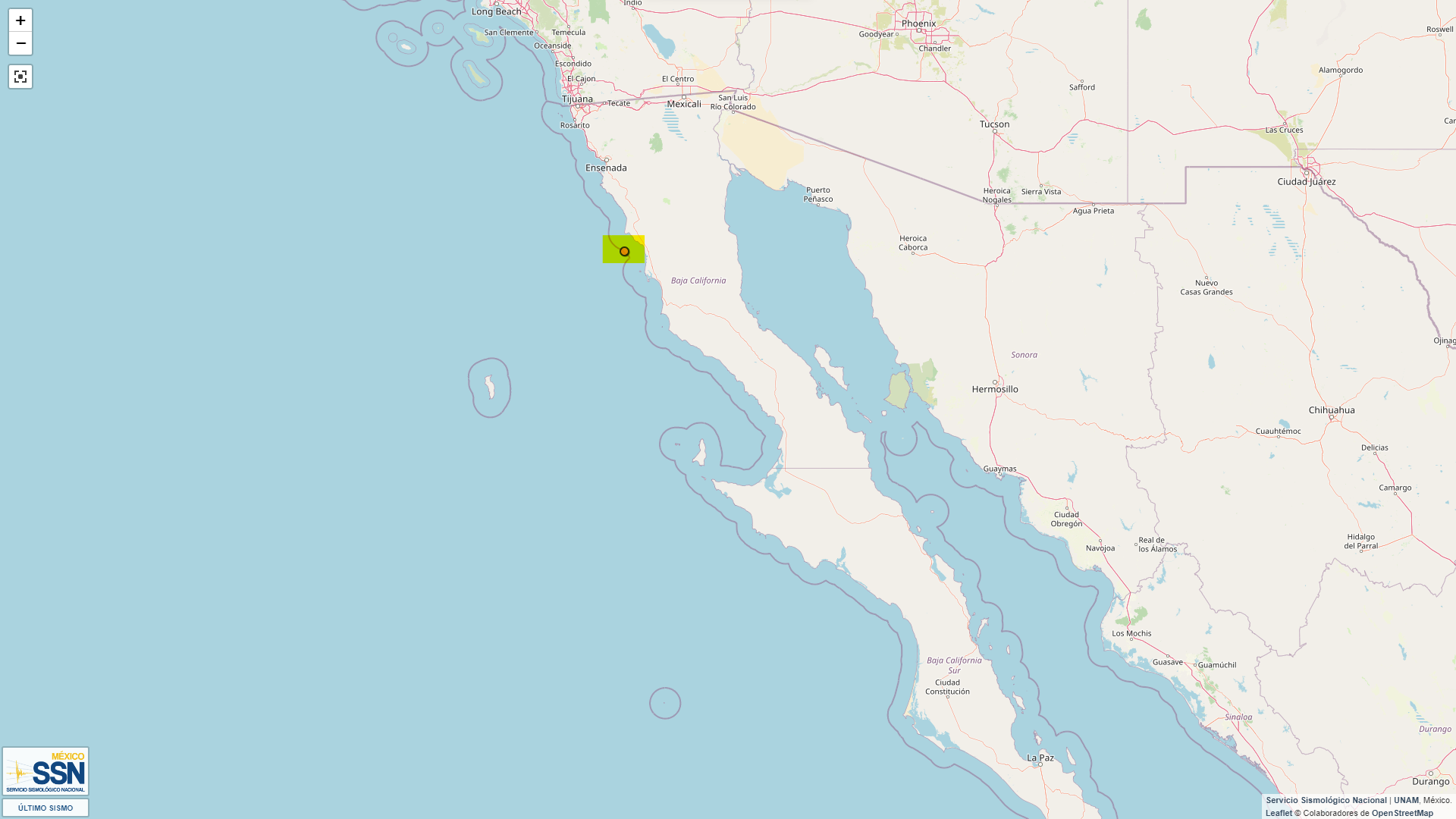 Sismo este 27 de abril en Vicente Guerrero, en Baja California. Foto: SSN