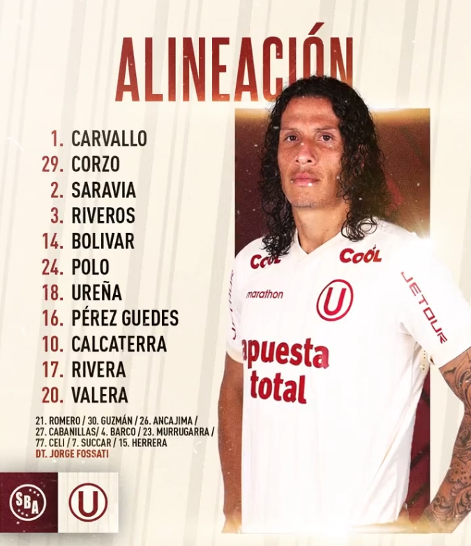 Universitario vs Sport Boys: alineación 'crema' para el duelo por la Liga 1