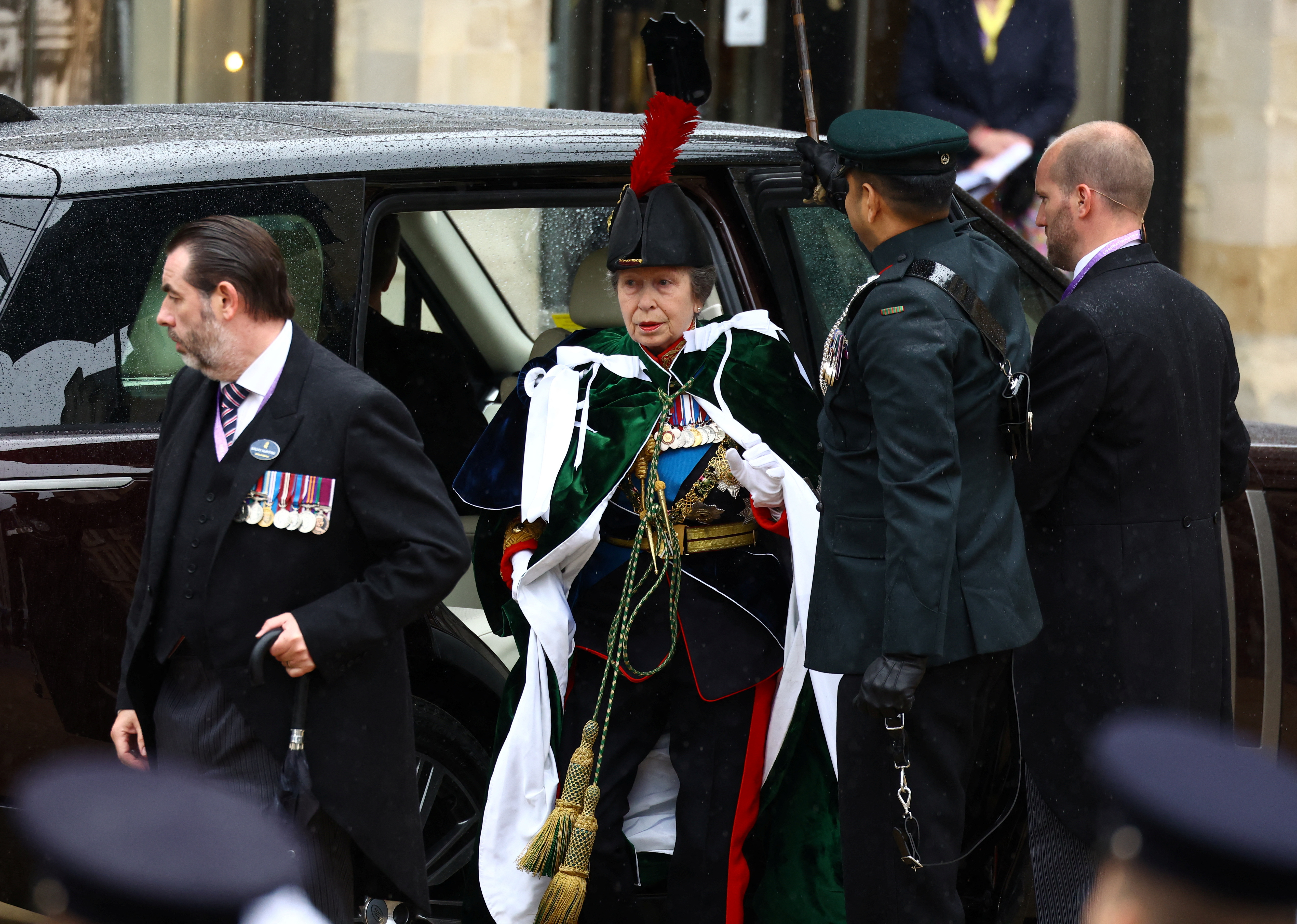 La princesa Ana de Gran Bretaña llega a la ceremonia de coronación del rey Carlos en la Abadía de Westminster en Londres, Gran Bretaña, el 6 de mayo de 2023. REUTERS/Lisi Niesner
