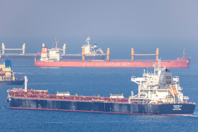 El carguero Despina V, que transporta grano ucraniano, en el mar Negro frente a Kilyos, cerca de Estambul, Turquía. REUTERS/Umit Bektas