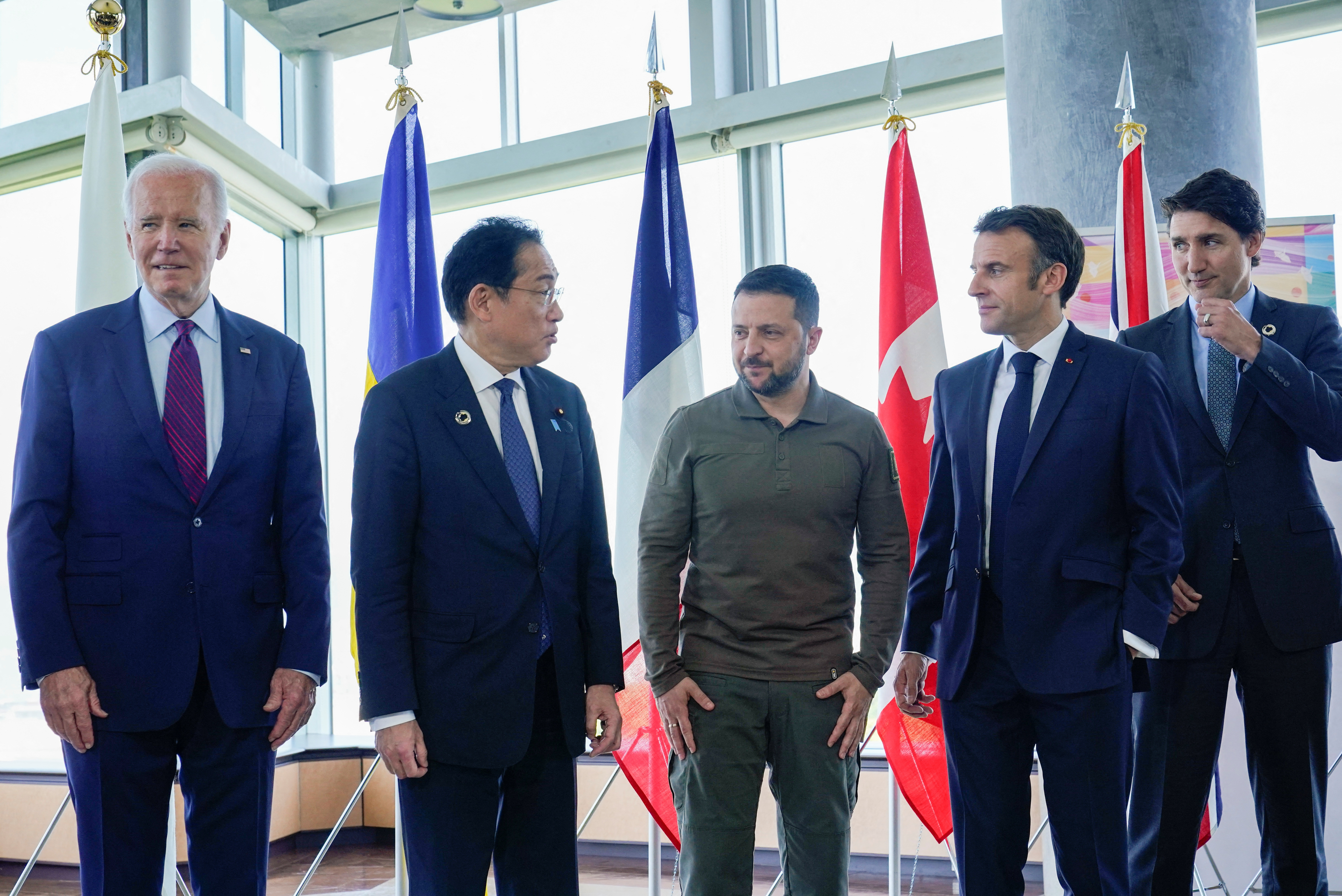 Los líderes del G7 se reúnen con Zelensky para discutir el apoyo militar a Ucrania. (REUTERS)