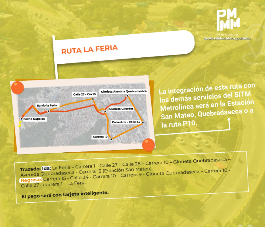 Información de los cambios en la ruta la Feria en Bucaramanga. @AreaMetroBga / Twitter